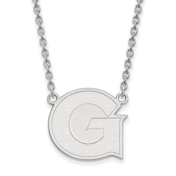 14k White Gold Georgetown U Large Initial G Pendant Necklace - Picture 1 of 4